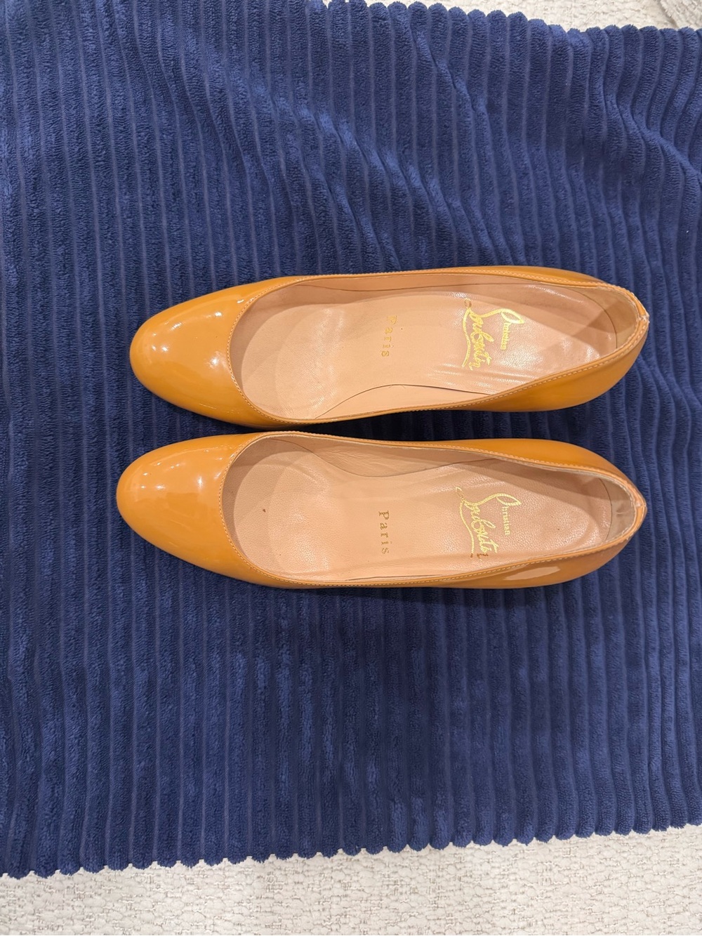 Christian Louboutin Mustard Patent Leather Ballet Flats